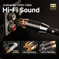 TODN Audiophile Digital Coaxial Audio Cable RCA to RCA Male Subwoofer Cable 75-Ohm SPDIF Coax with OCC-Core Dual Shielded for HiFi Systems