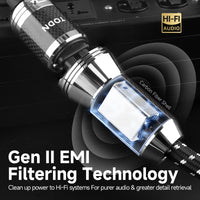 TODN Power EMI Filter Cable with Dual Shielded for Clean up Power, Noise Reduction - Silver-Plated OFC, Rhodium-Plated Plug IEC C14 to C15, 17.5mm, 1.15ft/0.35m