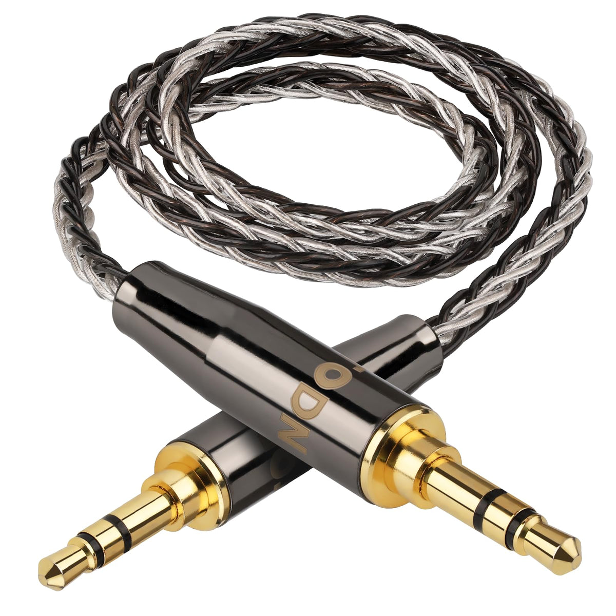 TODN HiFi 3.5mm Audio Cable for Audiophile 90 Degree AUX to AUX Cord with OCC+Silver Core for Car Stereo/Headphones/Tablets (1.64ft/0.5m)