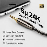 TODN HiFi 3.5mm Audio Cable for Audiophile 90 Degree AUX to AUX Cord with OCC+Silver Core for Car Stereo/Headphones/Tablets (1.64ft/0.5m)
