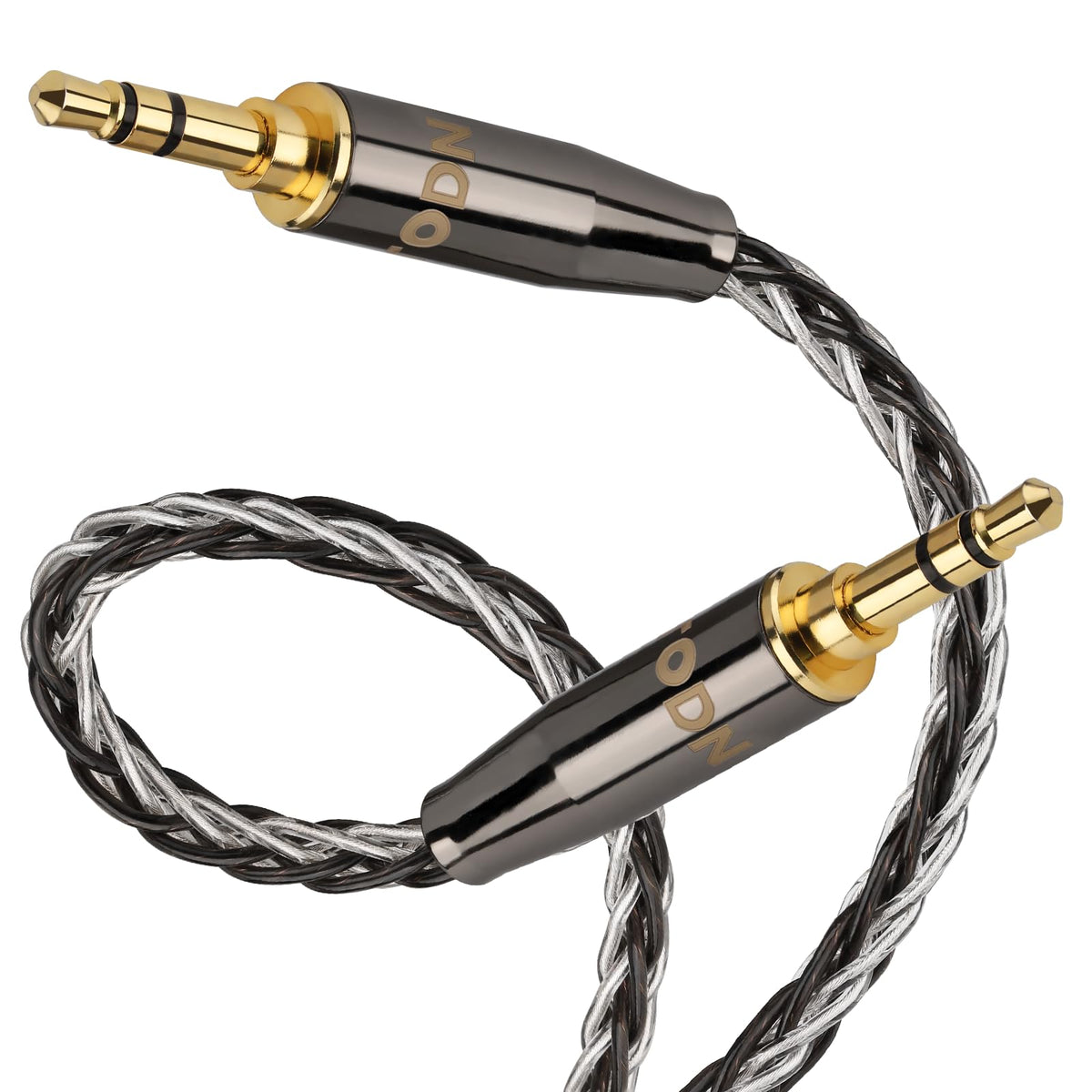 TODN HiFi 3.5mm Audio Cable for Audiophile 90 Degree AUX to AUX Cord with OCC+Silver Core for Car Stereo/Headphones/Tablets (1.64ft/0.5m)