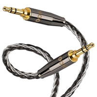 TODN HiFi 3.5mm Audio Cable for Audiophile 90 Degree AUX to AUX Cord with OCC+Silver Core for Car Stereo/Headphones/Tablets (1.64ft/0.5m)