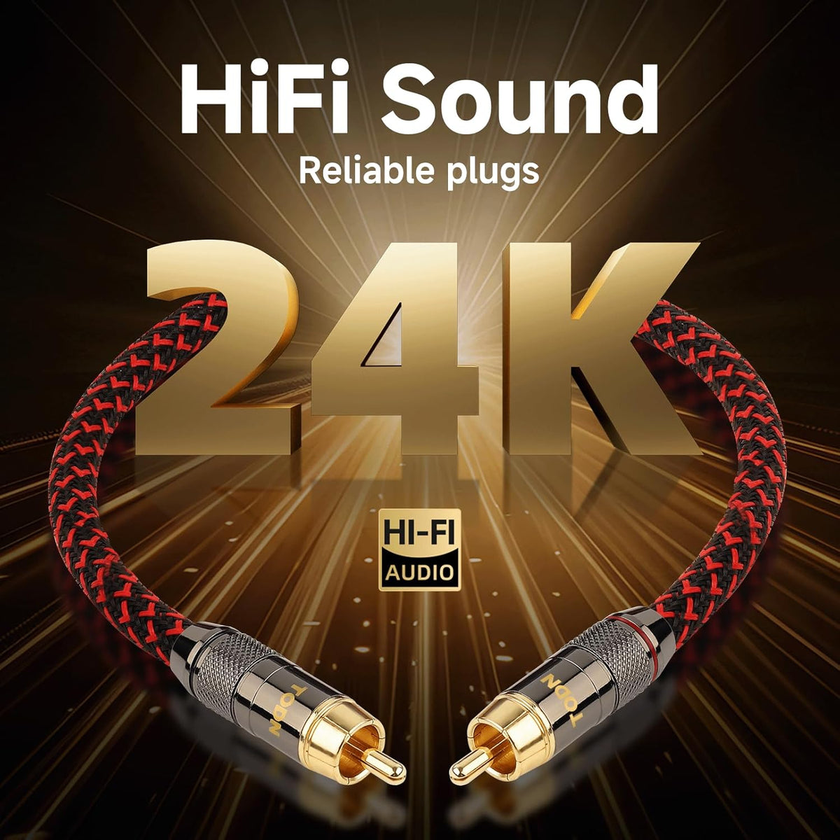 TODN 3.5mm to RCA Audio Cable for Audiophile with OFC Core, Shielded RCA to AUX Cable for Smartphone/Tablets to Speaker/Amps/Stereos (3ft/1m)