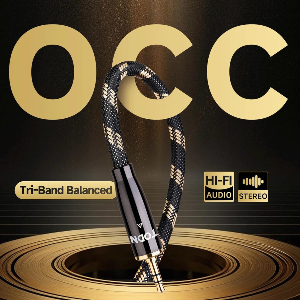 TODN 3.5mm Audio Cable for Audiophile AUX to AUX Cord with OCC Core and Dual Shielded for Car Stereo/Tablets/Portable Speakers (4.9ft/1.5m, Φ7mm)
