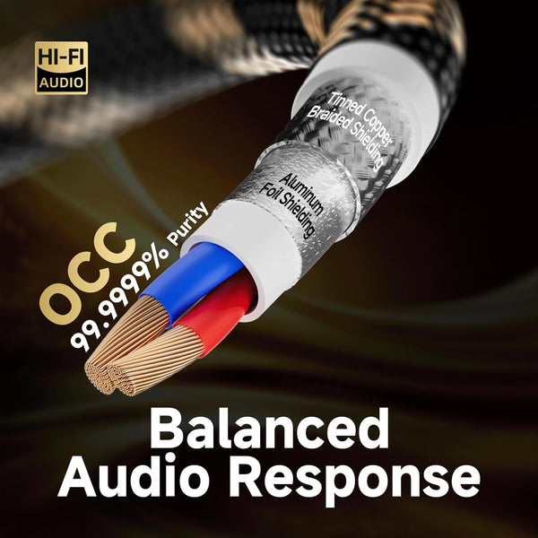 TODN 3.5mm Audio Cable for Audiophile AUX to AUX Cord with OCC Core and Dual Shielded for Car Stereo/Tablets/Portable Speakers (4.9ft/1.5m, Φ7mm)