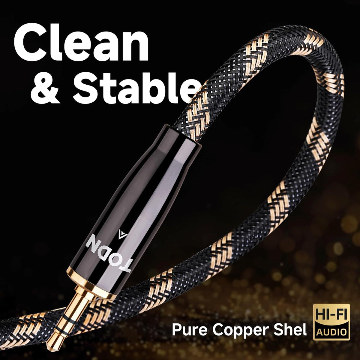 TODN 3.5mm Audio Cable for Audiophile AUX to AUX Cord with OCC Core and Dual Shielded for Car Stereo/Tablets/Portable Speakers (4.9ft/1.5m, Φ7mm)