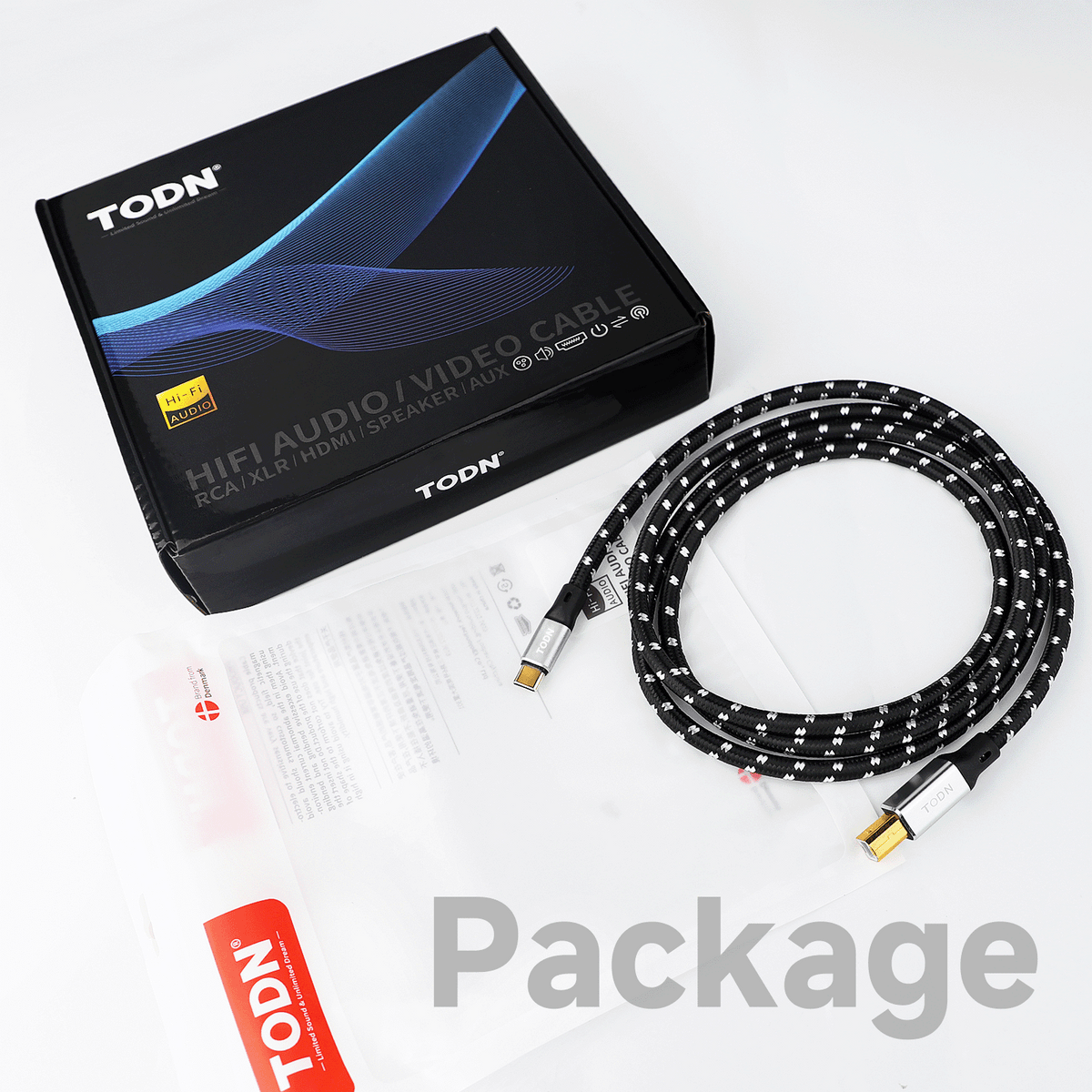TODN USB 2.0 B to USB C with OFC Core, HiFi USB Printer Cable Audiophile for Phone/Tablet/Laptop to DAC/Sound Card