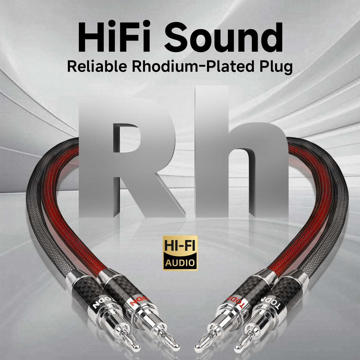 TODN HiFi Speaker Cable with Banana Plug and Spade Plug for Audiophile 7 AWG Silver-Plated O-C-C, Tri-Shielded
