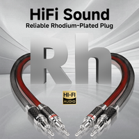 TODN HiFi Speaker Cable with Banana Plug and Spade Plug for Audiophile 7 AWG Silver-Plated O-C-C, Tri-Shielded