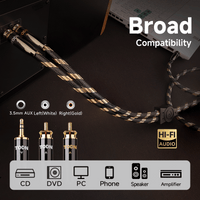 TODN RCA to 3.5mm Audio Cable for Audiophile with OCC-Core, Dual Shielded Aux to RCA Cable for Smartphone/Tablets to Speaker/Amps