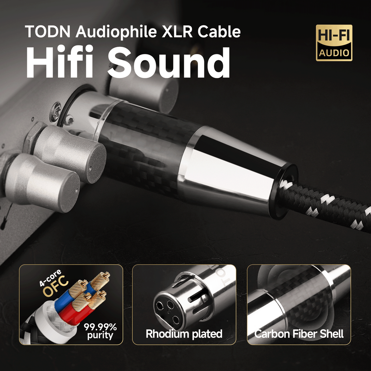 TODN Audiophile XLR Balanced Cable, Shielded Microphone Cable for Studio Recording and Live Performances, OFC Core, Male to Female