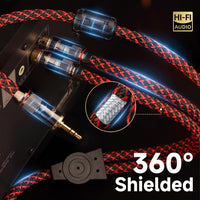 TODN 3.5mm to RCA Audio Cable for Audiophile with OFC Core, Shielded RCA to AUX Cable for Smartphone/Tablets to Speaker/Amps/Stereos (3ft/1m)