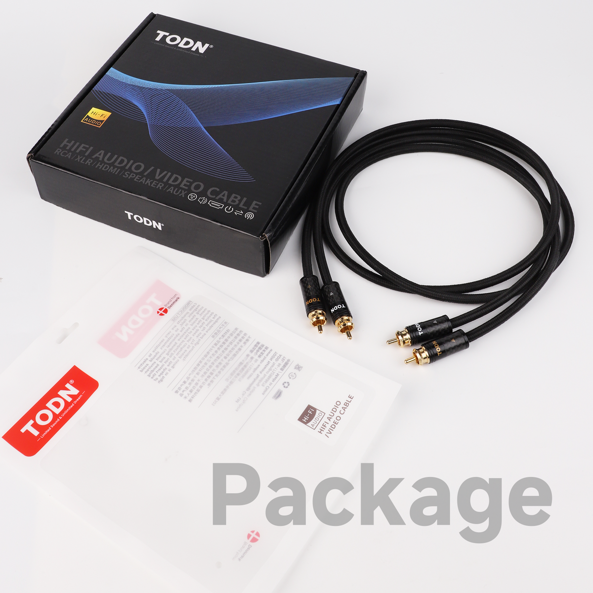 TODN Audiophile RCA Cables 3ft HiFi RCA Audio Cable Male to Male with Sliver-Plated O-C-C Core for Home Stereo System