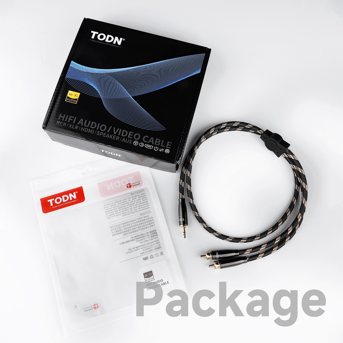 TODN RCA to 3.5mm Audio Cable for Audiophile with OCC-Core, Dual Shielded Aux to RCA Cable for Smartphone/Tablets to Speaker/Amps