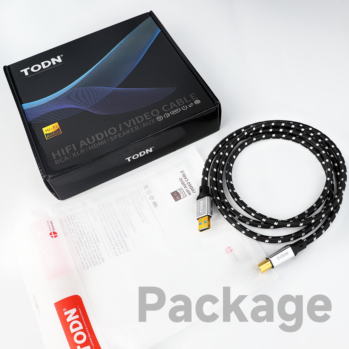 TODN Printer Cable USB A to USB B with OFC Core, HiFi USB 2.0 DAC Cable Audiophile for Sound Card/Piano/Amps