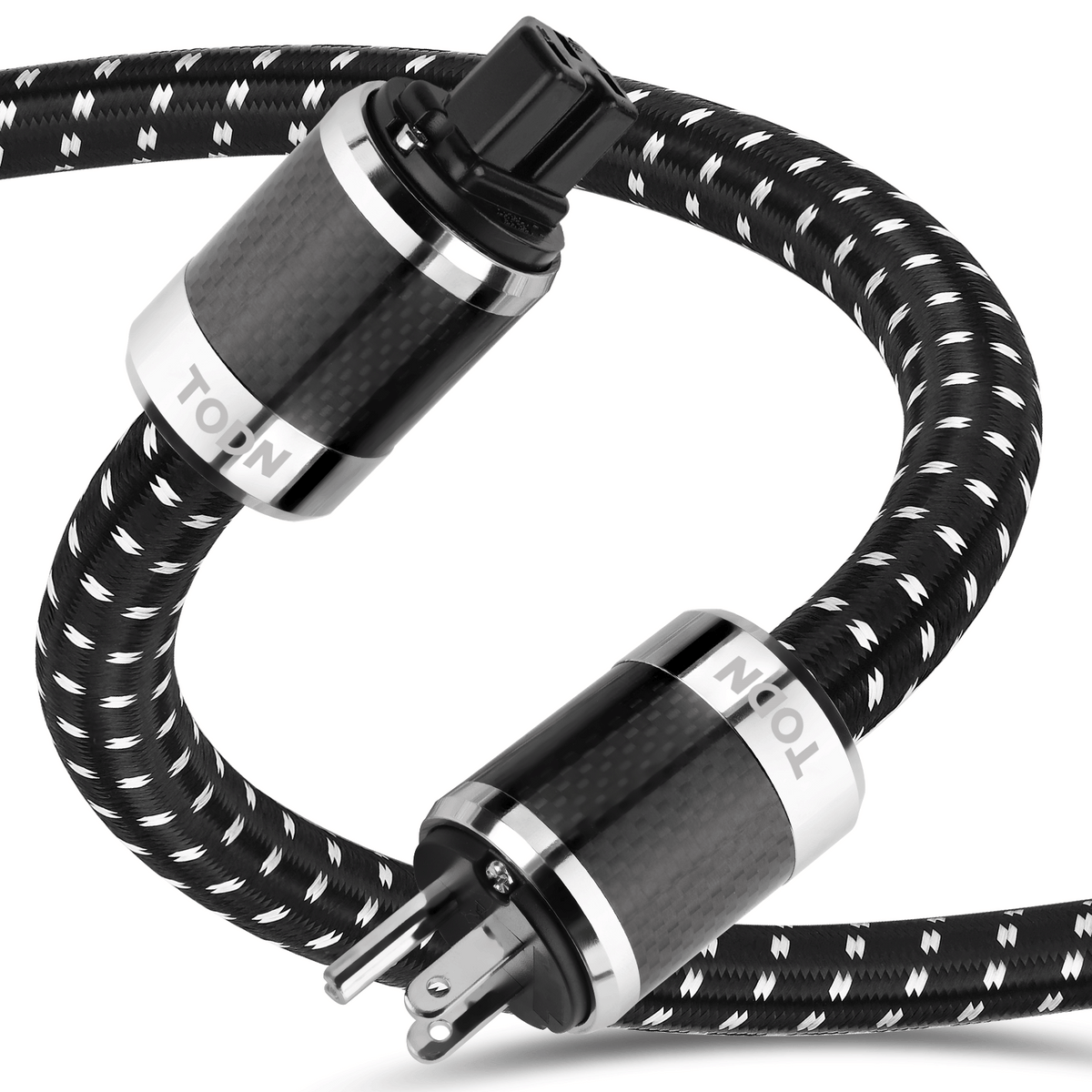 TODN HiFi Audio Power Cable for Audiophile with 7 AWG Silver-Plated OFC, Platinum-Plated 3 Prong Power Cord Plug/IEC C15, Φ17.5mm
