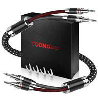 TODN HiFi Speaker Cable with Banana Plug and Spade Plug for Audiophile 7 AWG Silver-Plated O-C-C, Tri-Shielded