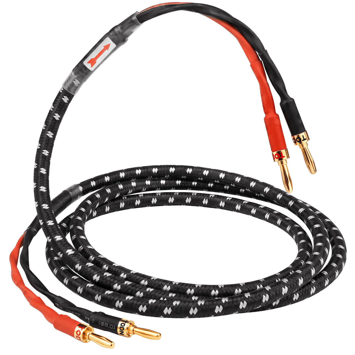 TODN HiFi Speaker Cable with Banana Plugs for Audiophiles, 4-Core OFC Speaker Wire with Tinned Copper Shielding, 24K Gold-Plated Banana to Banana Plugs