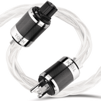 TODN Audiophile Power Cable 4 AWG HiFi Audio Power Cord with Silver-Plated O-C-C, Carbon Fiber Shell, Rhodium-Plated US Plug, Φ17.5mm