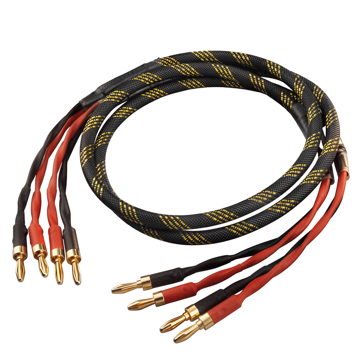TODN HiFi Speaker Cable with Banana Plugs for Audiophiles, 4-Core 6N OFC Speaker Wire with Tinned OFC Shielding, 24K Gold-Plated Banana to Banana Plugs, Premium Nylon Jacket