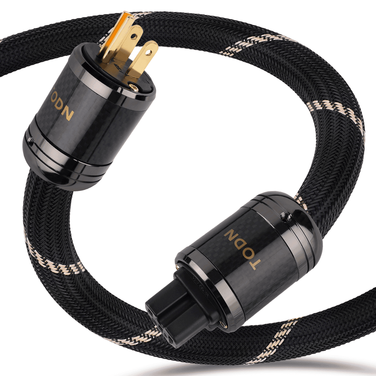 TODN Audiophile Audio Power Cable 7 AWG OFC+OCC Cores HiFi Power Cord with Carbon Fiber Shell, 24K Gold Plated US Plug, Φ17.5mm